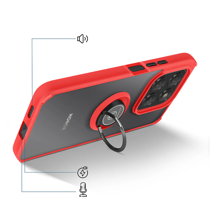 Acheter Avizar Coque pour Honor 400 Smart avec Anneau Magnétique Rotatif et Finition Givrée Rouge