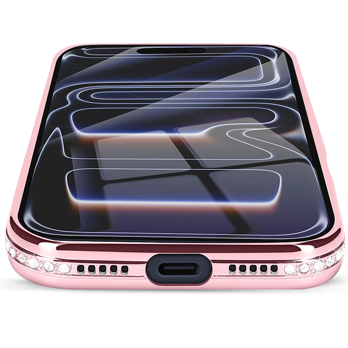 Acheter Avizar Coque pour iPhone 17 Pro Compatible MagSafe avec Contour Strassé Rose champagne