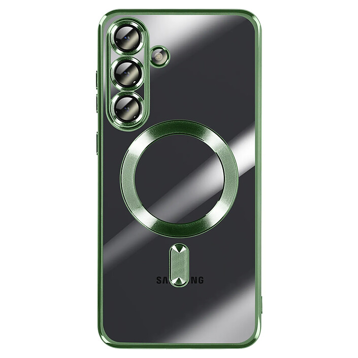 Avizar Coque pour Galaxy S25 FE MagSafe Souple Antichocs avec Contour Chromé Vert