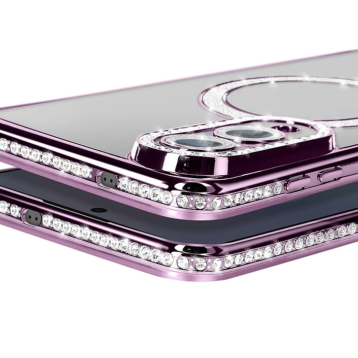 Avis Avizar Coque pour Galaxy S25 Edge Compatible MagSafe avec Contour Strassé Violet