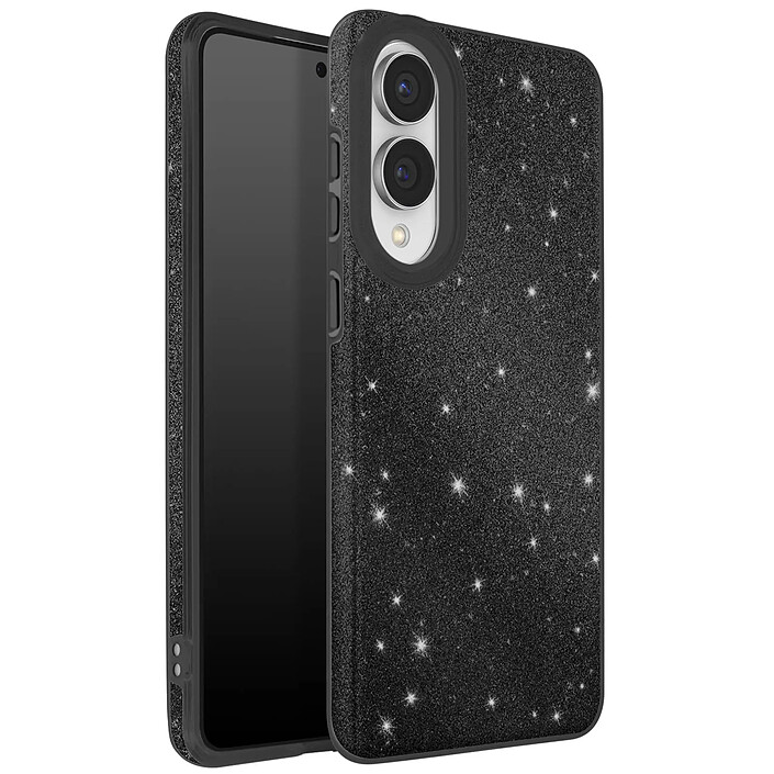 Avizar Coque pour Galaxy S25 Edge Conception Bi-Matière et Finition Pailletée Noir