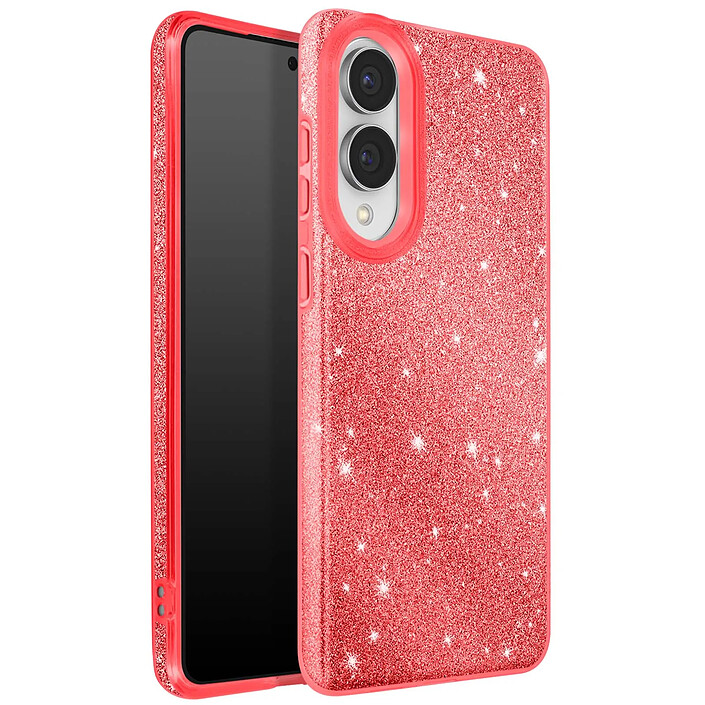 Acheter Avizar Coque pour Galaxy S25 Edge Conception Bi-Matière et Finition Pailletée Rouge