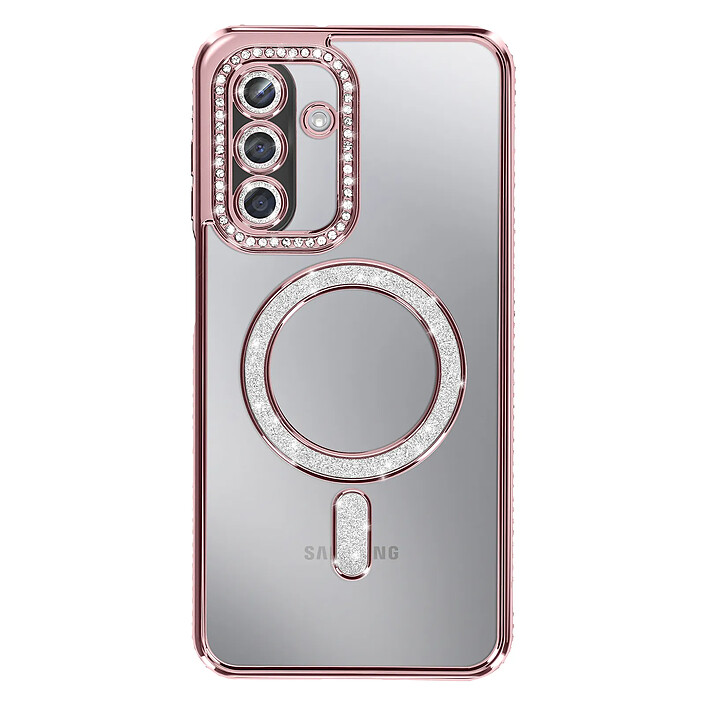 Avizar Coque pour Galaxy A17 Compatible MagSafe avec Contour Strassé Rose