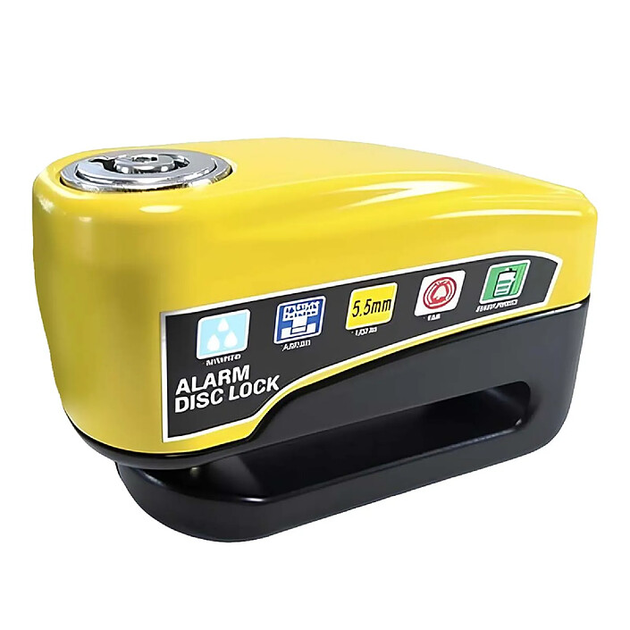 Antivol Bloque Disque en Aluminium avec Alarme 110 dB pour Vélo Moto Noir / Jaune