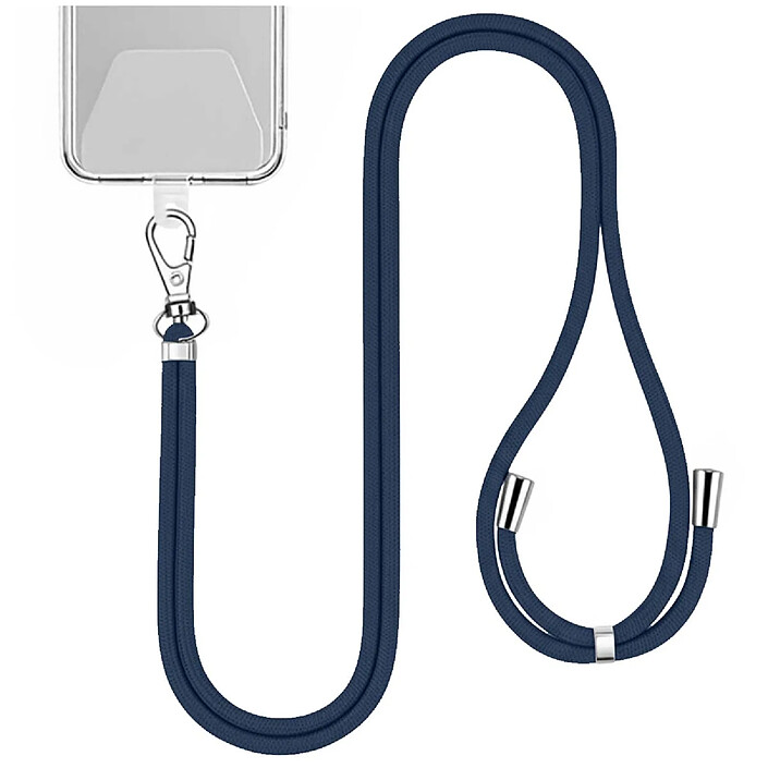Jaym Tour de Cou 150cm pour Smartphone en Nylon avec Fixation Universelle Bleu marine