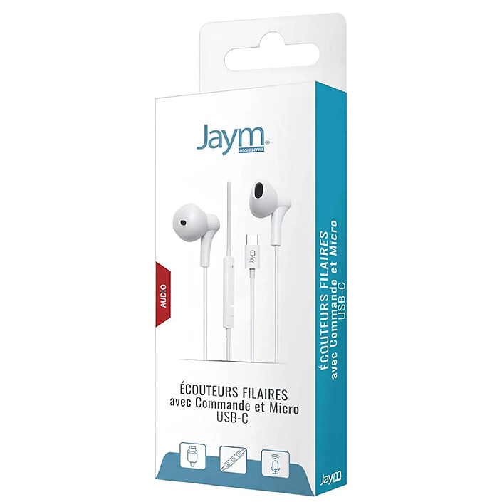 Acheter Jaym Écouteurs Filaires USB-C avec Micro et Télécommande 3 Boutons Blanc