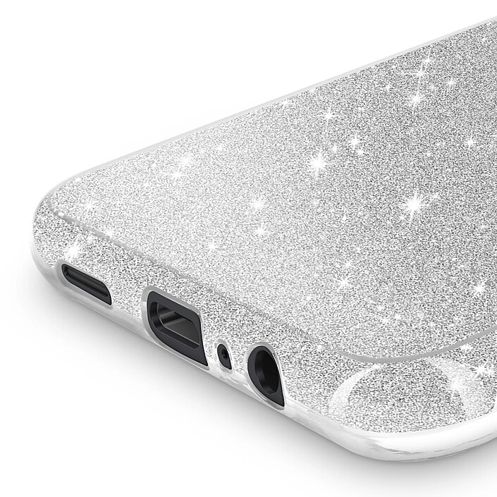 Avis Avizar Coque pour Galaxy A07 Conception Bi-Matière et Finition Pailletée Argent