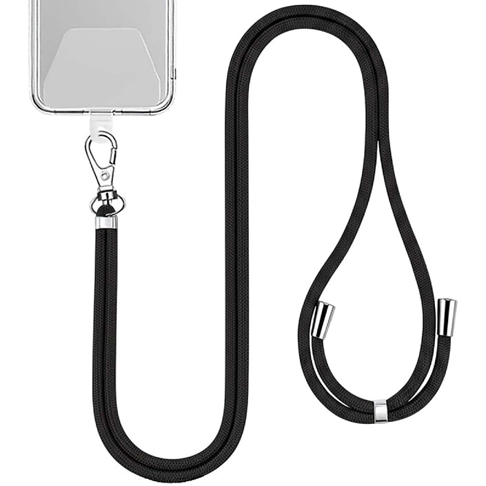 Jaym Tour de Cou 150cm pour Smartphone en Nylon avec Fixation Universelle Noir