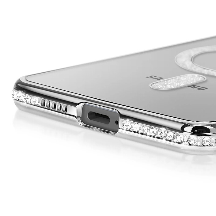 Acheter Avizar Coque pour Galaxy S25 Edge Compatible MagSafe avec Contour Strassé Argent