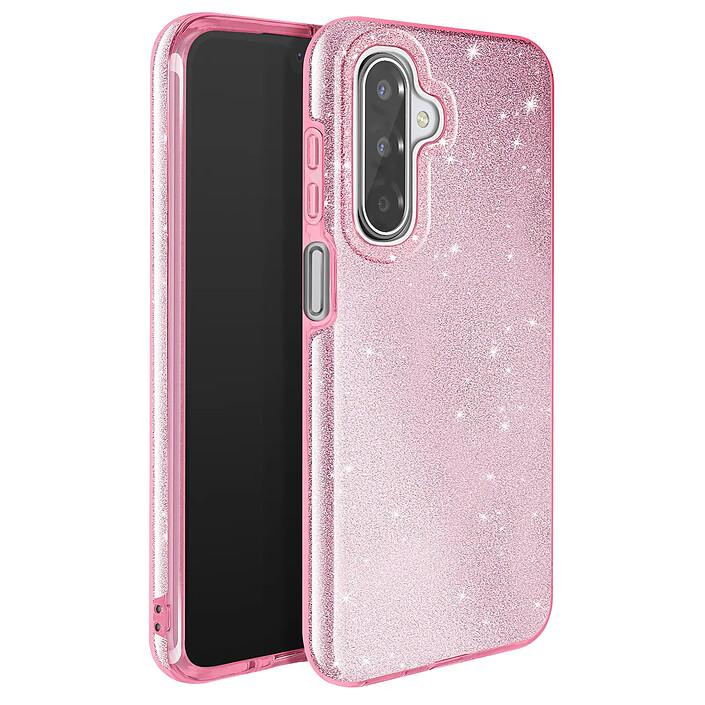 Avizar Coque pour Galaxy A17 Conception Bi-Matière et Finition Pailletée Rose