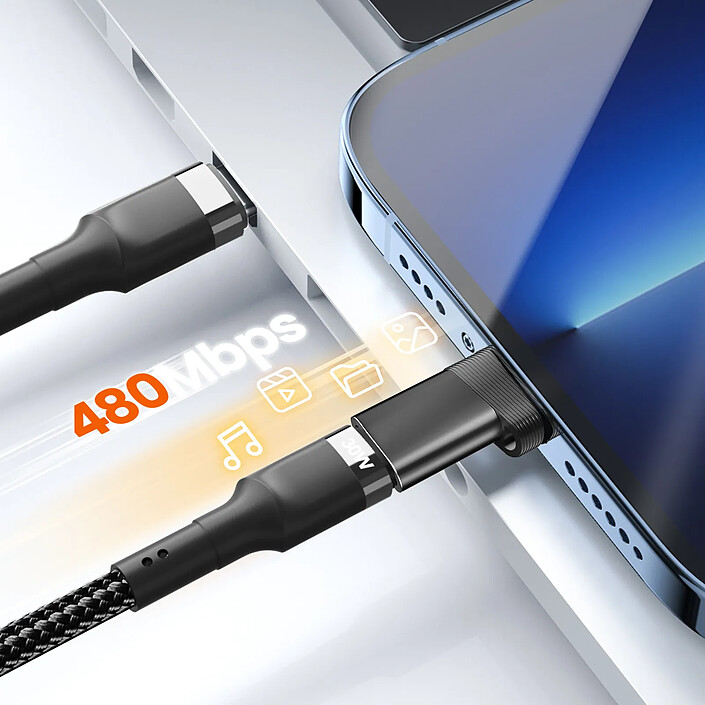 Acheter LinQ Adaptateur USB-C vers Lightning Charge Rapide 30W PD et Transfert 480Mbps Noir