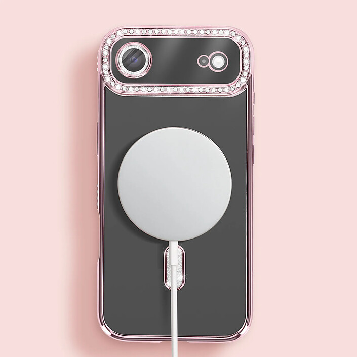 Avizar Coque pour iPhone Air Compatible MagSafe avec Contour Strassé Rose champagne pas cher