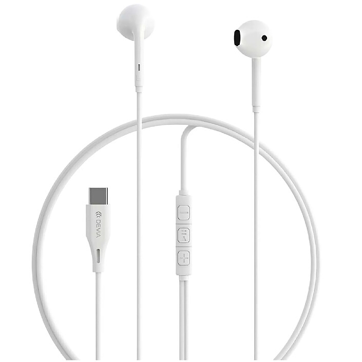 Partel Écouteurs Classique Filaire Jack 3,5mm avec Micro et Bouton de Commandes Blanc