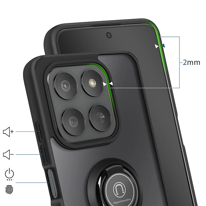 Avis Avizar Coque pour Honor 400 Smart avec Anneau Magnétique Rotatif et Finition Givrée Noir