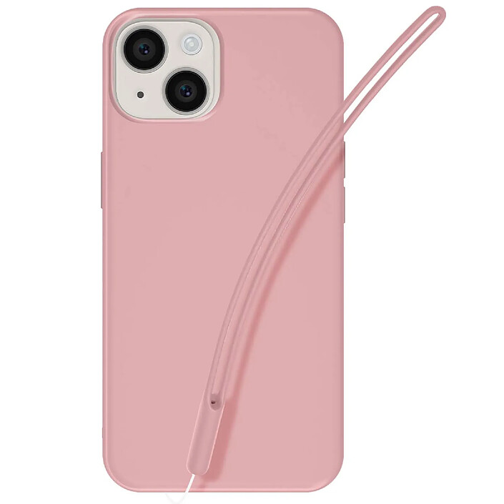 Avis Jaym Coque pour iPhone 14 Plus en Silicone avec Cordon et Poignet Inclus Rose