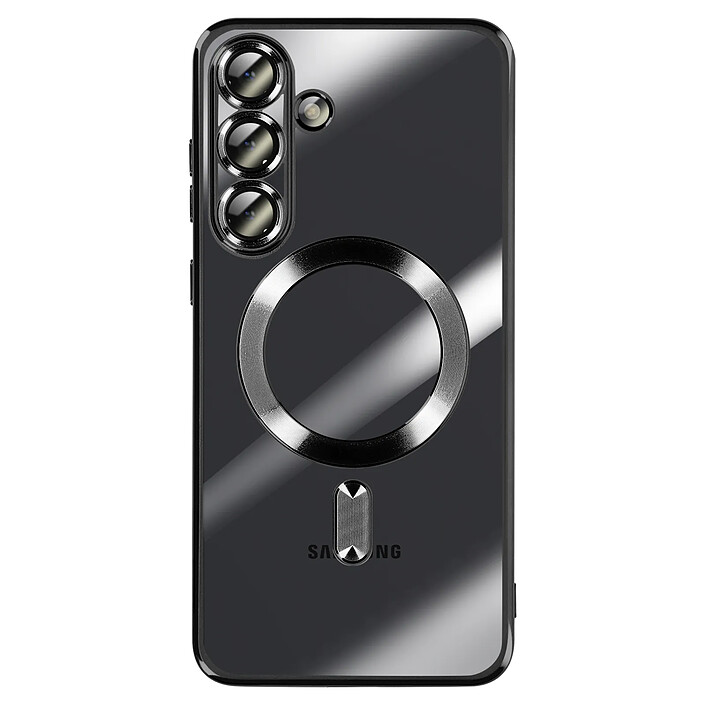 Avizar Coque pour Galaxy S25 FE MagSafe Souple Antichocs avec Contour Chromé Noir