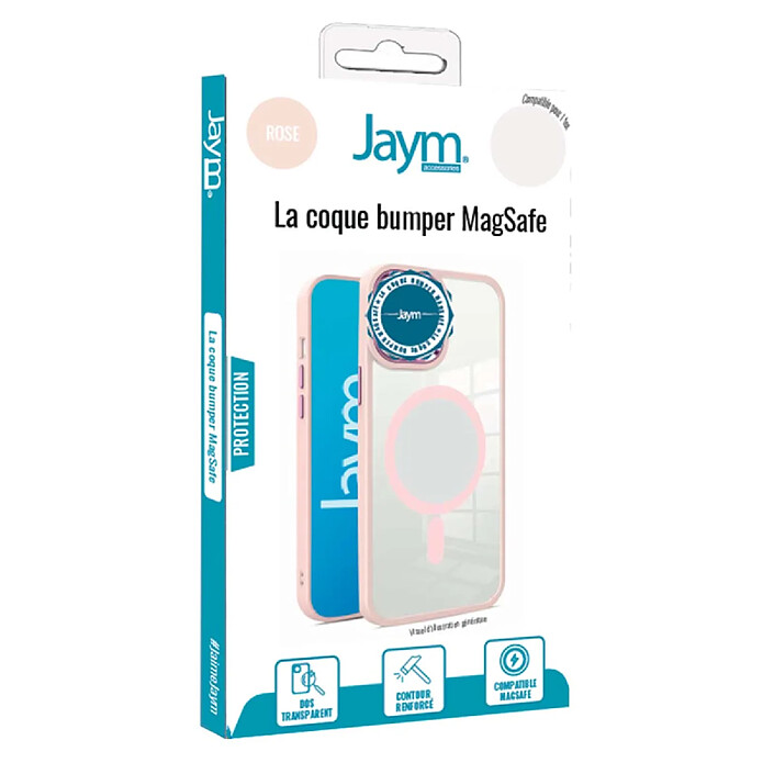 Jaym Coque Bumper pour iPhone 16 Pro MagSafe Antichocs Rose pas cher