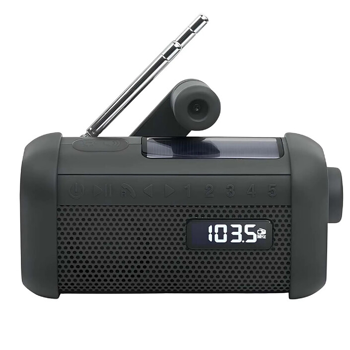 Muse Radio à Manivelle / Solaire Bluetooth avec Lampe de Poche modèle MH-08MB Noir