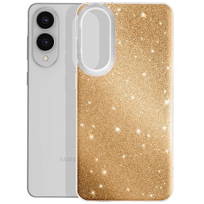 Avizar Coque pour Galaxy S25 Edge Conception Bi-Matière et Finition Pailletée Dorée pas cher