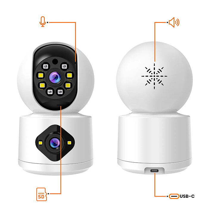 MAXEXCELL Caméra de Surveillance Intérieure Full HD 1080p Motorisée Connectée Wi-Fi Blanc / Noir pas cher