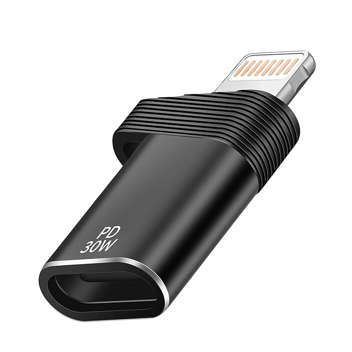 LinQ Adaptateur USB-C vers Lightning Charge Rapide 30W PD et Transfert 480Mbps Noir