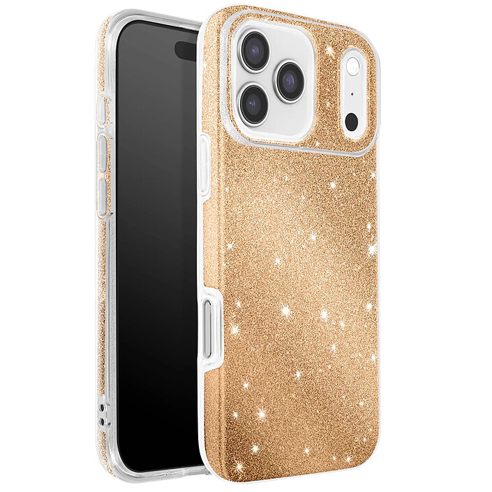 Avis Avizar Coque pour iPhone 17 Pro Conception Bi-Matière et Finition Pailletée Dorée