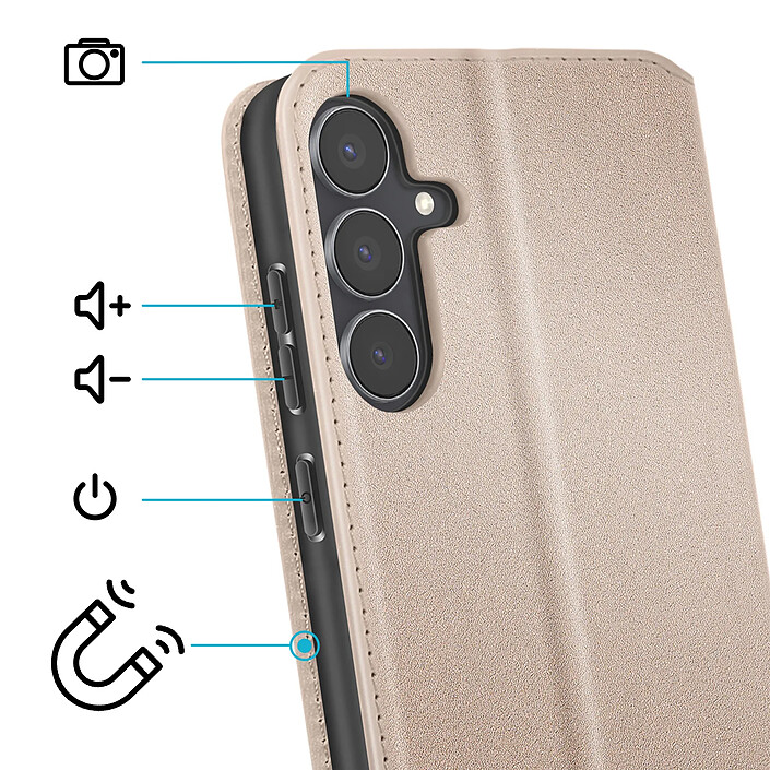 Avis Avizar Étui Portefeuille pour Galaxy S25 FE Magnétique avec Support video Dorée