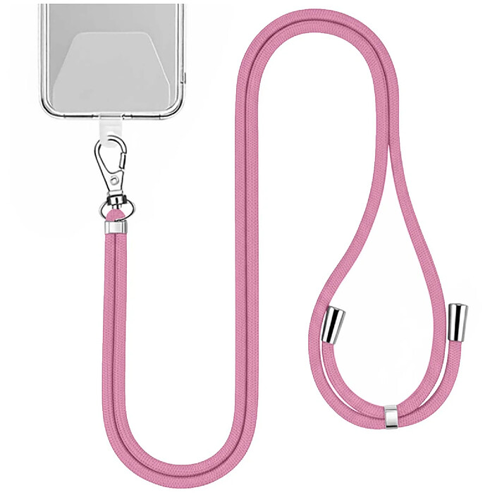 Jaym Tour de Cou 150cm pour Smartphone en Nylon avec Fixation Universelle Rose