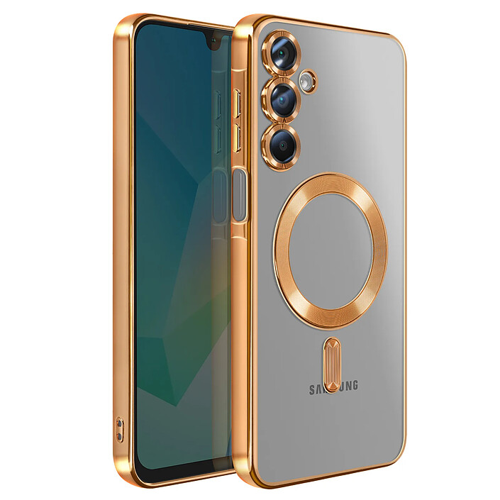 Avizar Coque pour Galaxy A16 Compatible MagSafe avec Contour Chromé Dorée