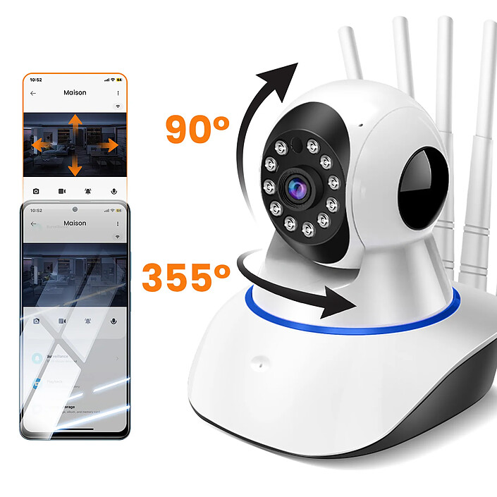 Acheter MAXEXCELL Caméra de Surveillance Intérieure Full HD 1080p Wi-Fi avec Vision Nocturne Blanc
