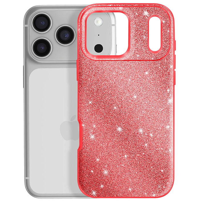 Acheter Avizar Coque pour iPhone 17 Pro Conception Bi-Matière et Finition Pailletée Rouge
