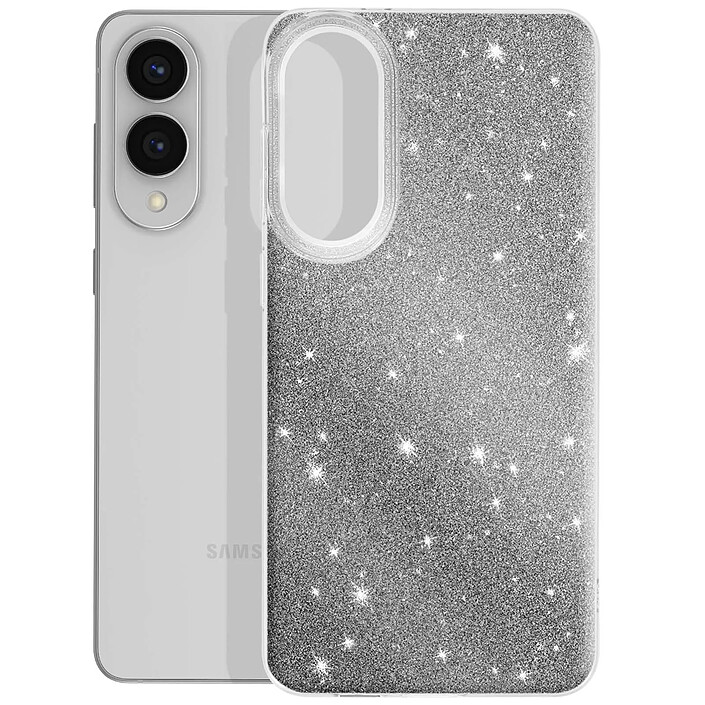 Avizar Coque pour Galaxy S25 Edge Conception Bi-Matière et Finition Pailletée Argent pas cher