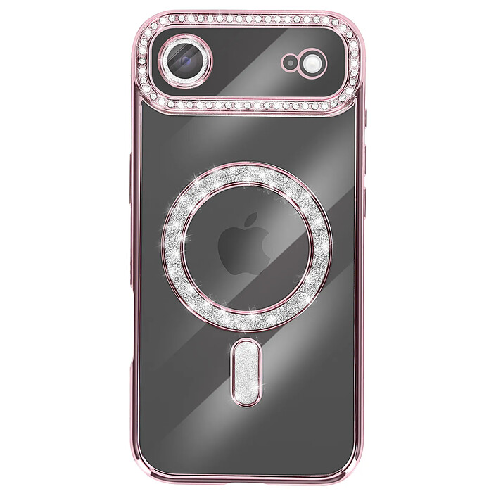 Avizar Coque pour iPhone Air Compatible MagSafe avec Contour Strassé Rose champagne
