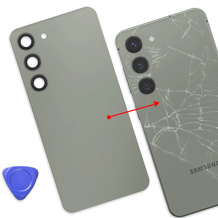 Acheter Clappio Cache Batterie de Remplacement pour Galaxy S23 avec Adhésif Intégré Vert olive