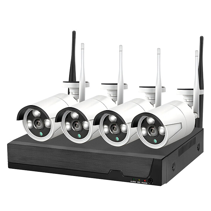 Max excell Pack de Vidéosurveillance 5MP HD Sans Fil Waterproof Connectée Wi-Fi Blanc / Noir