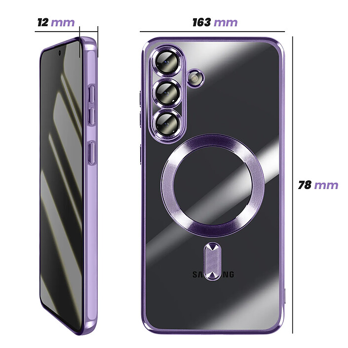 Avis Avizar Coque pour Galaxy S25 FE MagSafe Souple Antichocs avec Contour Chromé Violet