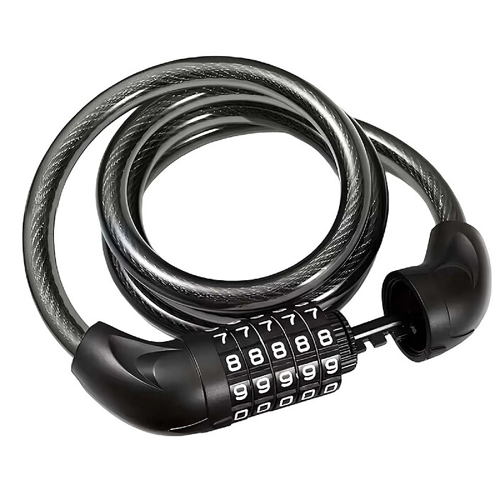 Avizar Antivol Câble Spirale à Combinaison 5 chiffres 120cm avec Tête en Fer