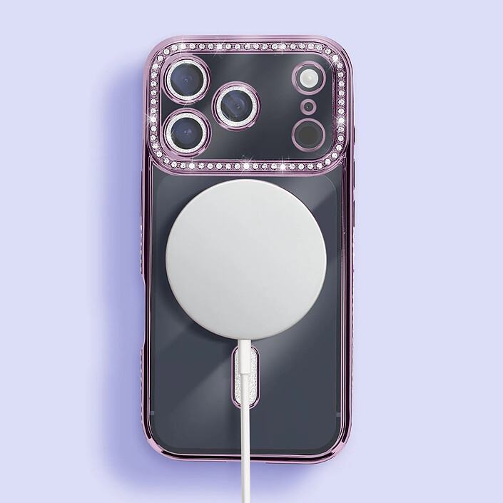 Avizar Coque pour iPhone 17 Pro Max Compatible MagSafe avec Contour Strassé pas cher