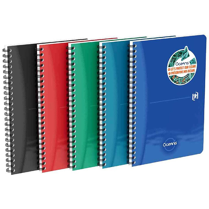 OXFORD Pack 5 Office Cahier à spirale Oceanis A5 PP ligné Assortis