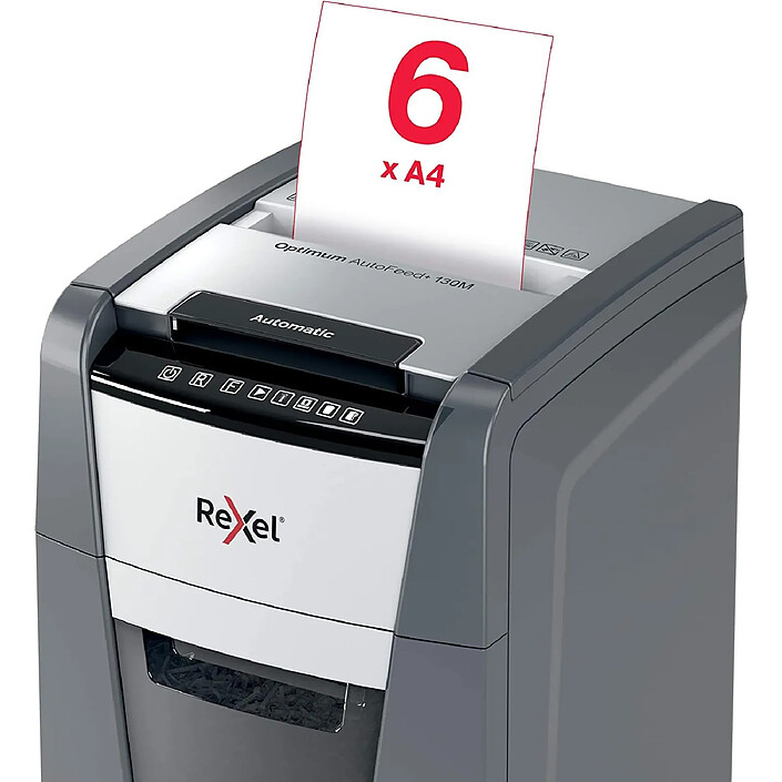 Avis REXEL ELECTRICAL Auto+ 130M – Destructeur Automatique Coupe Micro Sécurité P5 Cap 130 Feuilles 44 litres