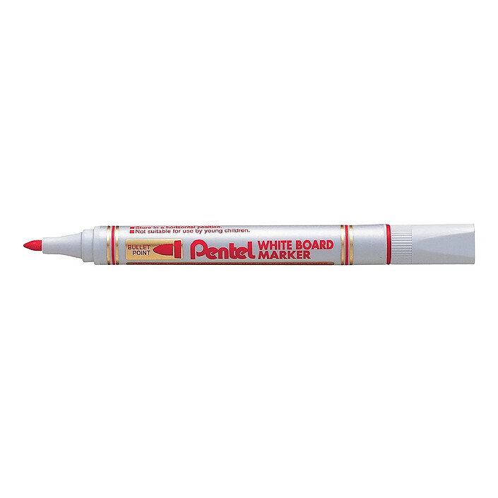 PENTEL Marqueur pour tableau blanc MW85 Pointe ogive 2 mm Rouge x 12