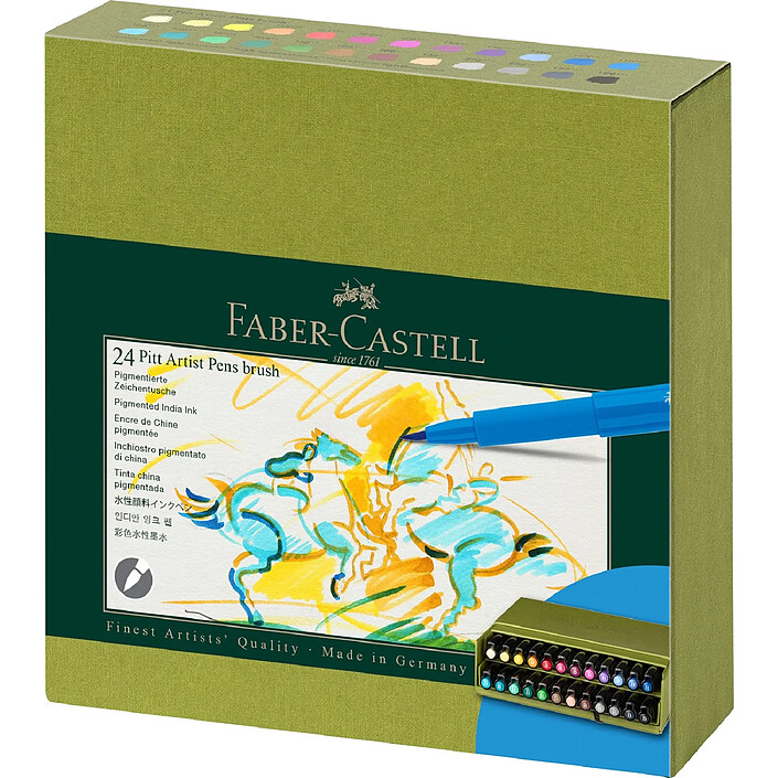 FABER-CASTELL Boîte de 24 stylos avec pointe pinceau