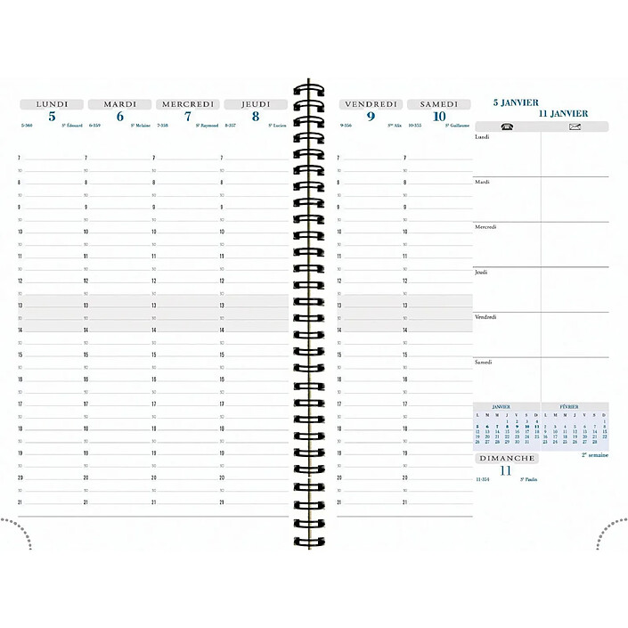 EXACOMPTA Recharge agenda de bureau Visuel Horizons 20S spiralé 15 x 21 cm Semainier