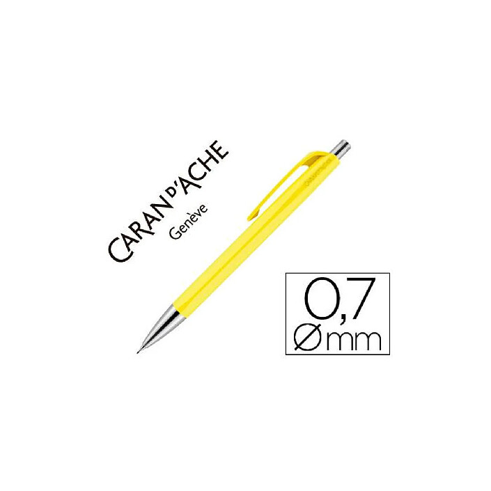 CARAN D'ACHE Porte-mine 884 infinite 0.7mm avec bouton poussoir chrome brillant - Jaune