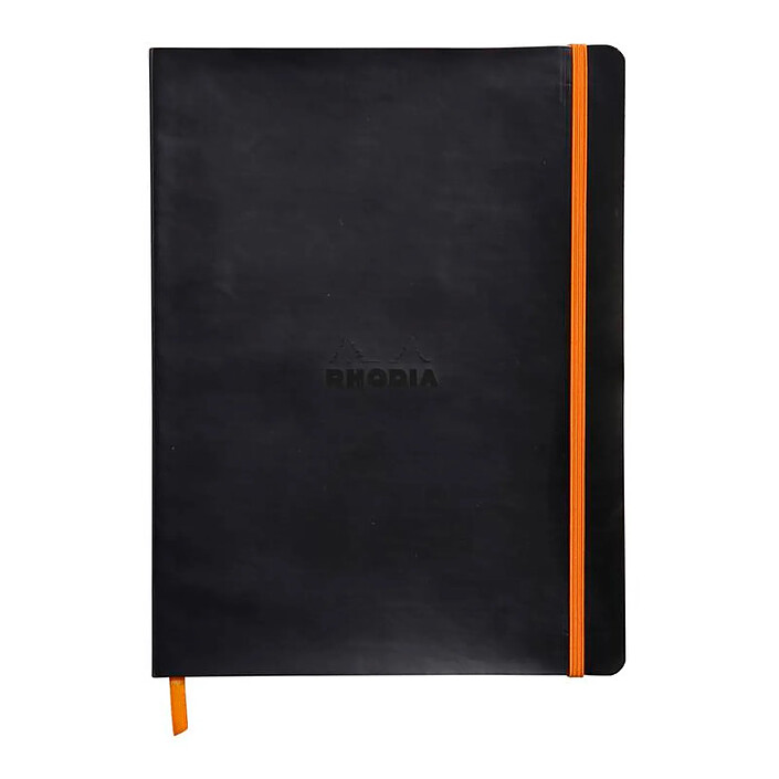 CLAIREFONTAINE RHODIARAMA Carnet souple BLACK 19x25cm ligné 160p papier 90g fermeture élastqiue