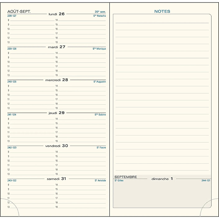 EXACOMPTA Recharge agenda Espace 17 9x17,5 cm reliure brochée cousue Janvier à Décembre