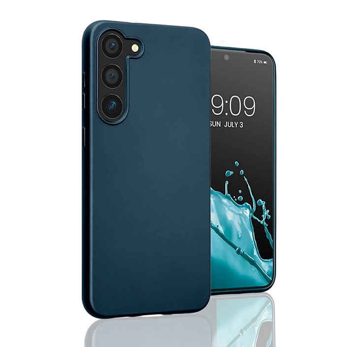 Avis Evetane Coque Galaxy S23+ Silicone liquide Bleu + 2 Vitres en Verre trempé Protection écran Antichocs