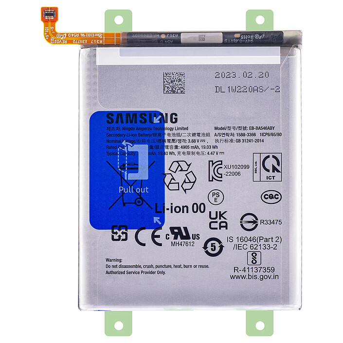 Samsung Batterie pour Samsung A55, A54, A35, A34 et A25 5000mAh EB-BA546ABY Blanc