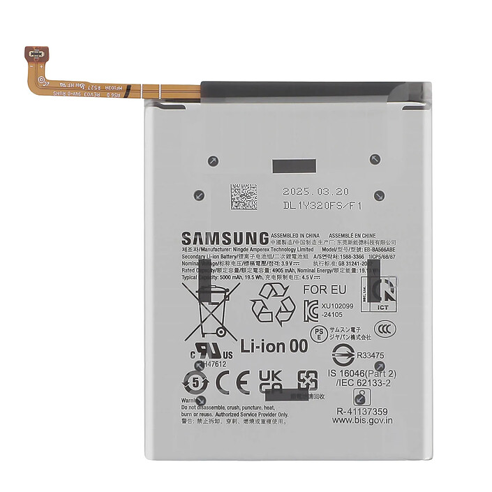 Samsung Batterie de Remplacement pour Galaxy A36 Li-ion 5000mAh Service Pack Gris