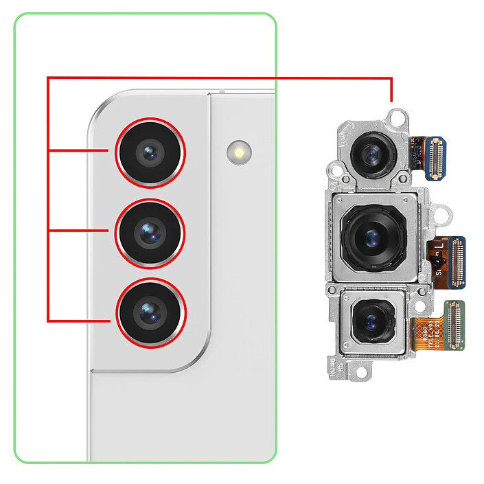 Avis Clappio Triple Caméra Arrière pour Galaxy S22 / S22 Plus Module Photo Complet